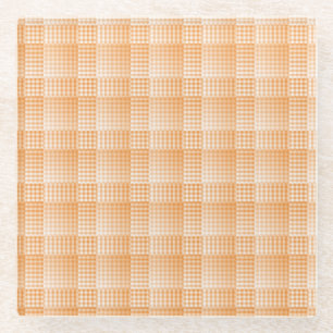 Oranje Witte Checker Abstract Patroon Glazen Onderzetter