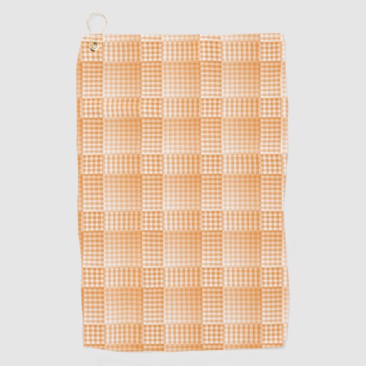 Oranje Witte Checker Abstract Patroon Golfhanddoek (Voorkant)