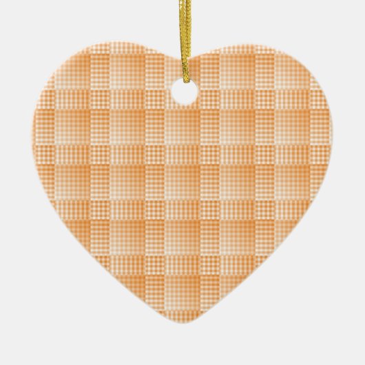 Oranje Witte Checker Abstract Patroon Keramisch Ornament (Voorkant)