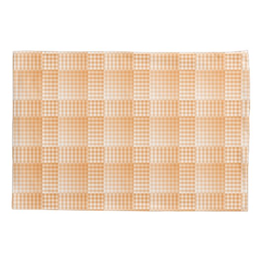 Oranje Witte Checker Abstract Patroon Kussensloop (Achterkant-Links)