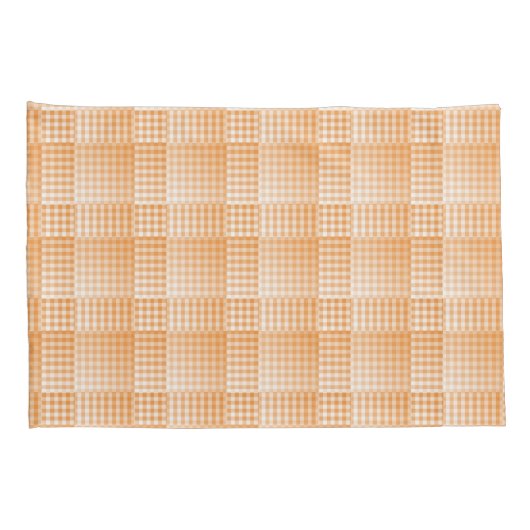 Oranje Witte Checker Abstract Patroon Kussensloop (Achterkant-Rechts)