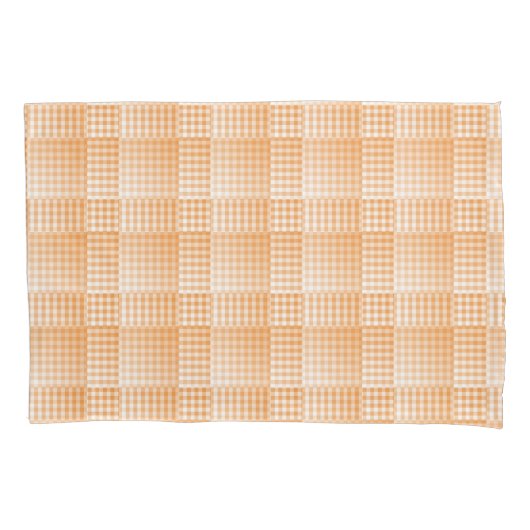 Oranje Witte Checker Abstract Patroon Kussensloop (Voorkant-Links)