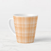 Oranje Witte Checker Abstract Patroon Latte Mok (Linkerhoek)