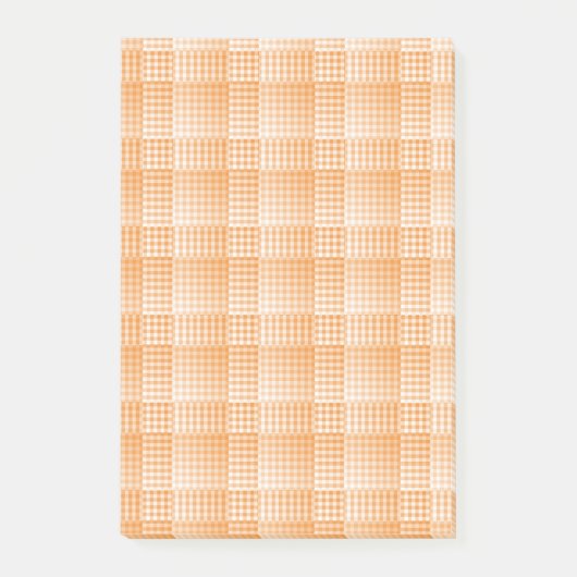 Oranje Witte Checker Abstract Patroon Post-it® Notes (Voorkant)