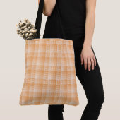 Oranje Witte Checker Abstract Patroon Tote Bag (Dichtbij)