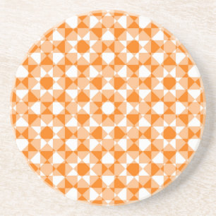 Oranje Witte Checker Diamant Geruite Patroon Zandsteen Onderzetter