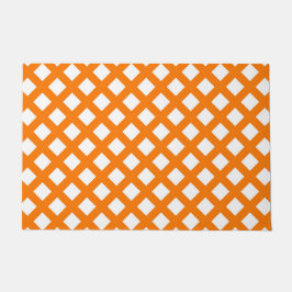 Oranje Witte Checker Diamant Patroon Deurmat
