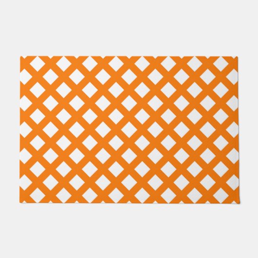Oranje Witte Checker Diamant Patroon Deurmat (Voorkant)