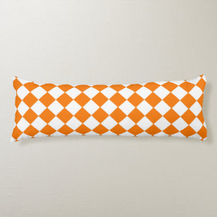 Oranje Witte Checker Diamant Patroon Lichaamskussen