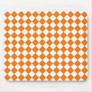 Oranje Witte Checker Diamant Patroon  Muismat