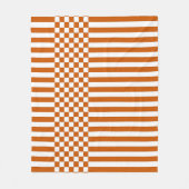 Oranje & witte Checker & Stripes Herhaal patroon Fleece Deken (Voorkant)