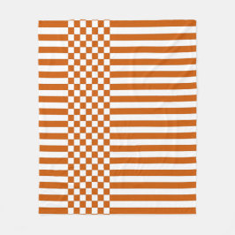 Oranje & witte Checker & Stripes Herhaal patroon Fleece Deken