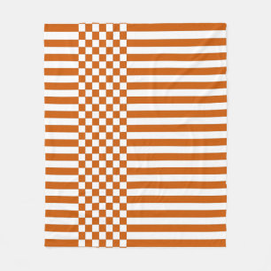 Oranje & witte Checker & Stripes Herhaal patroon Fleece Deken