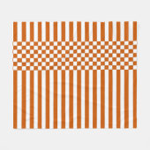 Oranje & witte Checker & Stripes Herhaal patroon Fleece Deken (Voorkant (Horizontaal))