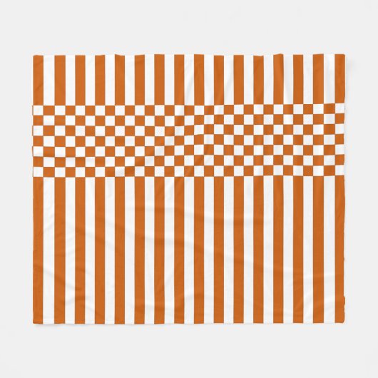 Oranje & witte Checker & Stripes Herhaal patroon Fleece Deken (Voorkant (Horizontaal))