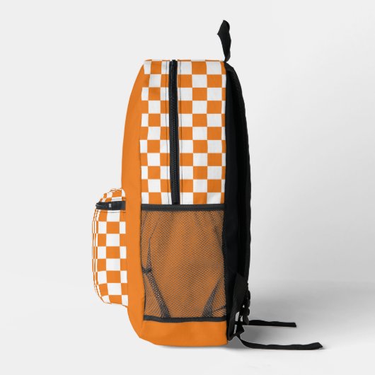 Oranje witte Checkerboard Check Pattern Logo Bedrukte Rugzak (Rechts)