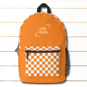 Oranje witte Checkerboard Check Pattern Logo Bedrukte Rugzak