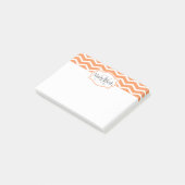 Oranje Witte Chevron Naam Monogramed, vers Post-it® Notes (Schuin)