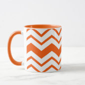 Oranje Witte Chevron Zigzag Patroon Ontwerp  Mok (Links)