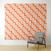 Oranje Witte Chevron Zigzag Patroon Ontwerp Wandkleed (In Situ (horizontaal))