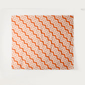 Oranje Witte Chevron Zigzag Patroon Ontwerp Wandkleed (Voorkant (horizontaal))