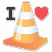 Oranje Witte Constructie Veiligheid Verkeerskegel Sticker (Voorkant)