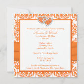 Oranje witte Damask-stellen Shower Invitation Kaart (Achterkant)