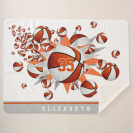 oranje witte decor basketbal blowout sherpa deken