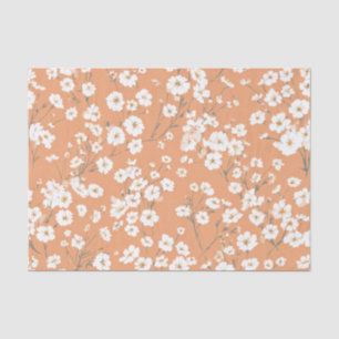 Oranje Witte Ditsy Pastel Boho 70s Vintage Bloem Tissuepapier