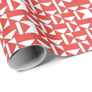 Oranje Witte Driehoek Vierkant Geometrisch Cadeaupapier
