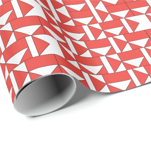 Oranje Witte Driehoek Vierkant Geometrisch Cadeaupapier (Rol Hoek)