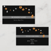 Oranje Witte Elegante Bloemen Visitekaartje (Voorkant / Achterkant)