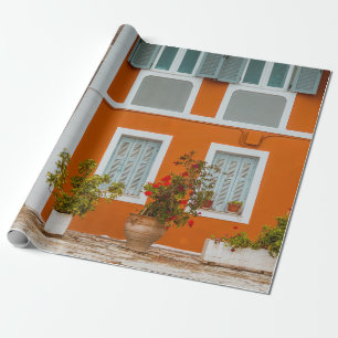 ORANJE WITTE EN GRIJS CONCRETE BOUW CADEAUPAPIER