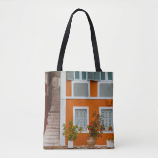 ORANJE WITTE EN GRIJS CONCRETE BOUW TOTE BAG