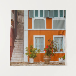 ORANJE WITTE EN GRIJS CONCRETE BOUW WANDKLEED