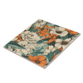 Oranje, witte en groene  bloem tegeltje (Zijkant)