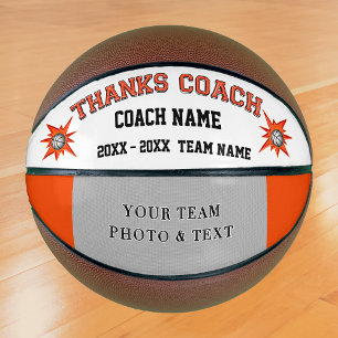 Oranje witte en zwarte Basketball Coach Gifts Basketbal