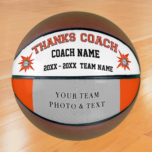 Oranje witte en zwarte Basketball Coach Gifts Basketbal