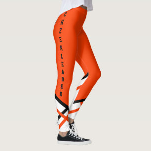 Oranje, witte en zwarte Cheerleader Leggings