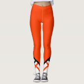 Oranje, witte en zwarte Cheerleader Leggings (Voorkant)