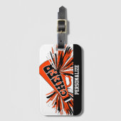 Oranje, witte en zwarte superleider Megaphone Bagagelabel (Voorkant (verticaal))