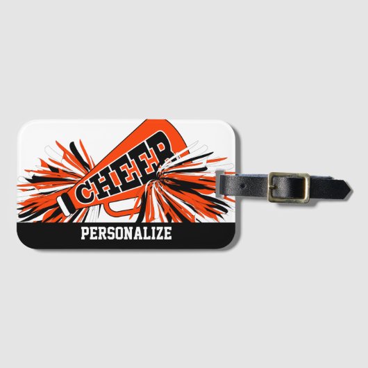 Oranje, witte en zwarte superleider Megaphone Bagagelabel (Voorkant (horizontaal))