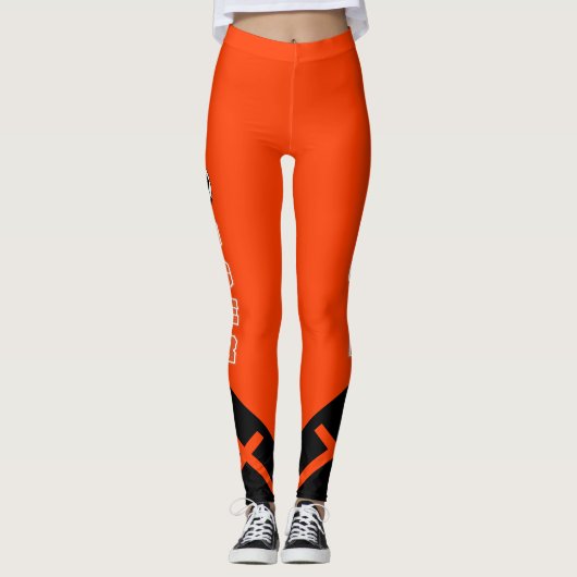 Oranje, witte en zwarte voetballer leggings (Voorkant)