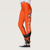 Oranje, witte en zwarte voetballer leggings (Links)