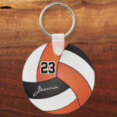 Oranje, witte en zwarte volleybal - Aanpassen Sleutelhanger (Voorkant)