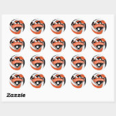 Oranje, witte en zwarte volleybalsuperster ronde sticker (Vel)