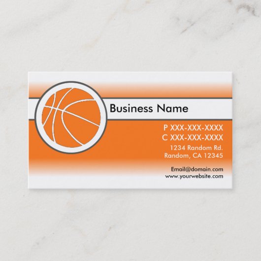 Oranje witte fade basketbal visitekaartjes (Voorkant)