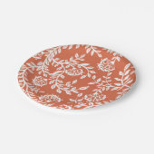 Oranje Witte  Floral Print Party Papieren Bordje (Gekanteld)