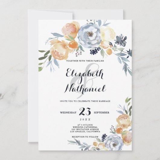 Oranje witte florale kaart (Voorkant)