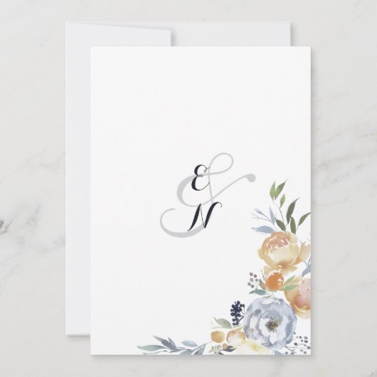 Oranje witte florale  kaart (Achterkant)